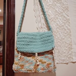 Handcrafted Blue and Tan Women Bag